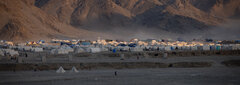 TORKHAM BORDER, EASTERN AFGHANISTAN, Temporary camp accommodating Afghan returnees in the Reception Center at the Torkham border crossing. 