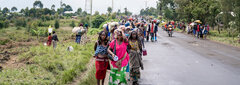 Goma, DRC, People on the move toward Goma, fleeing conflict and violence in the Masisi territory. 