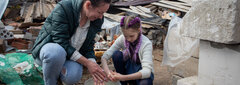 Chernihiv, Ukraine, Nine-year-old Veronika and her family have been living with friends since March 2022, due to the violence. Days after leaving their village, they discovered their home had been destroyed. She and her mother, Tetiana, often revisit their old home and attempt to clear the rubble.  