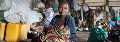 Bunia, Democratic Republic of the Congo , A woman and her baby at a camp in Bunia for displaced people who fled violence. 