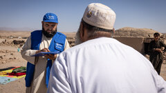 HERAT, WESTERN AFGHANISTAN, An IOM staff assesses the needs of affected communities after deadly earthquakes in Herat.