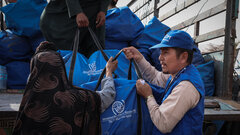 HERAT, WESTERN AFGHANISTAN, IOM teams provide higeine kits to earthquake-affected people in Herat.